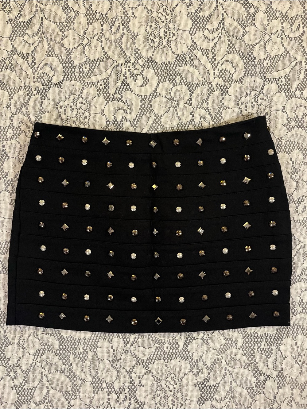Express Black Mini Skirt with Metallic Studs